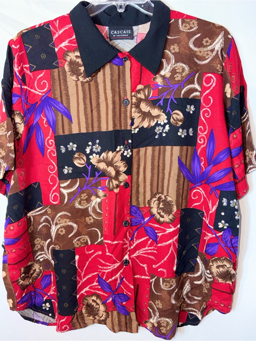 VTG Cascais Rayon Patchwork Floral Button down